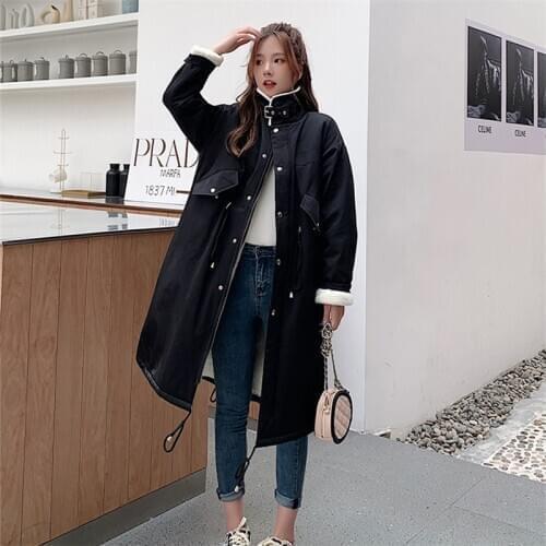 Korean Winter Thick Warm Lambswool Jacket Women Casual Long Parkas Coat Oversized Loose Black Camel Overcoat Veste Femme Hiver