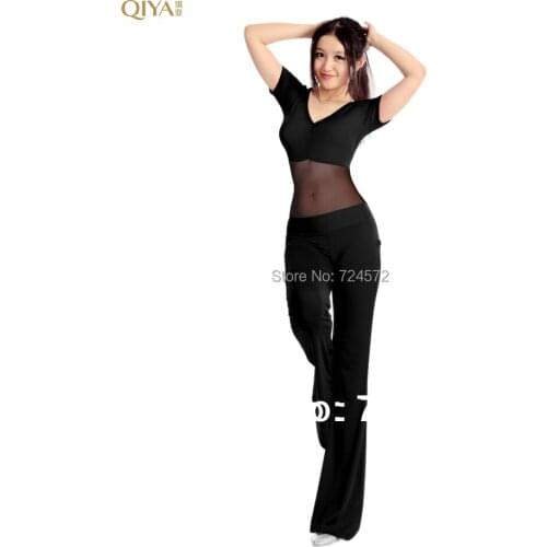 2020 HOT SALE crystal cotton and mesh belly dance set for women short sleeves Exercise belly dance suit M L 9 colors