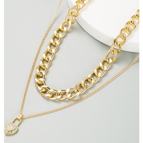 Creative Simple Alloy Heart Shaped Necklace Fashion Pendant Exaggerated Punk Chain Multi-layer Ladies Necklace