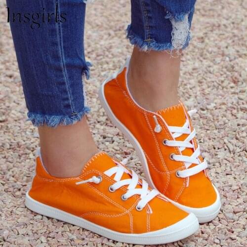 New Summer Loafers Women 2021 Candy Color Ladies Comfortable Lace Up Casual Canvas Shoes 35-43 Large-Sized Female Sneakers