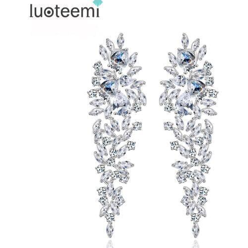 LUOTEEMI Europe Style Hot Selling Micro Paved Zircon Statement Earrings for Women Party Jewelry Luxury Zirconia Earrings