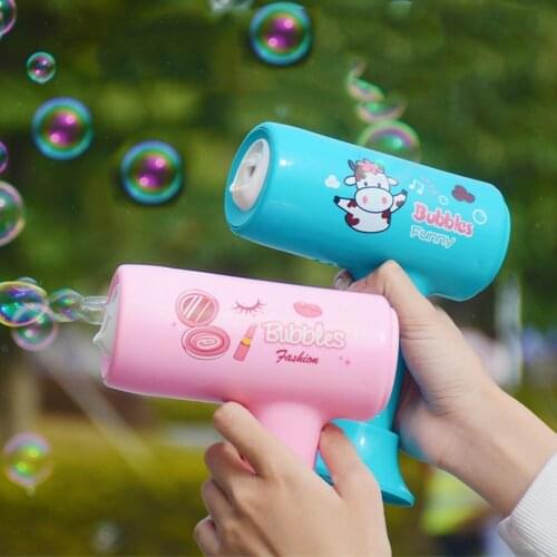 Creative Bubble Machine 2 Colors Hair Dryer Design Operate Easily ABS Indoor Outdoor Bubble Toy for Toddlers Bubble Guns