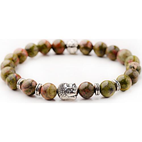 Fashion Buddha Head 8mm Artificial Multicolor Unakite Beads Unisex Healing Balance Energy Lucky Yoga Bracelets Jewelry