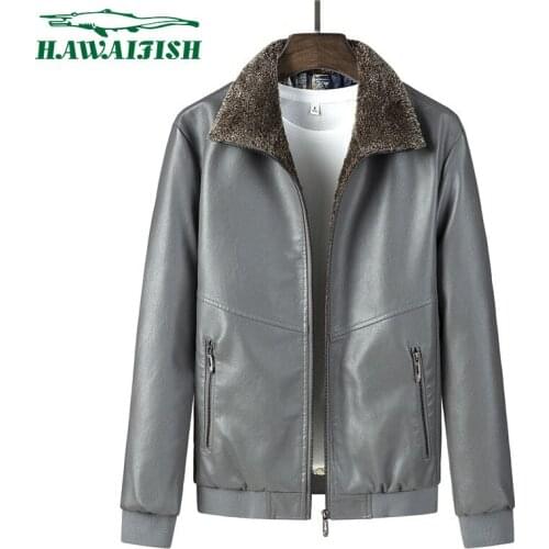 Hawaifish brand mens leather jacket 2021 High Quality Classic Motorcycle Bike Jackets Male hot sale winter warm Plus Thick Coats