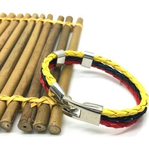 Italy Spanish National Flag Mens Leather Bracelet for Women Handemade Wristband