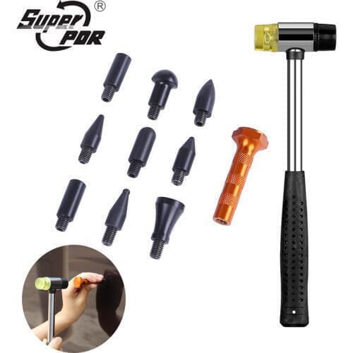Super PDR Tools Paintless Dent Repair Hail Removal Tools Kit Tap Down Pen with 9 Heads Rubber Hammer PDR Hand Tool Ferramentas