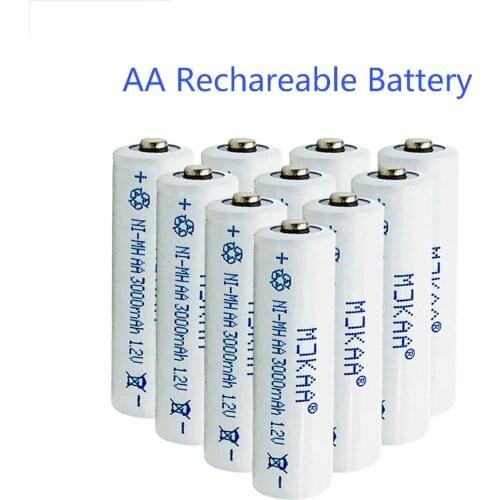 Cheap AJQQ NI-MH AA 3000MAh 1.2V High Capacity 2A Rechargeable Battery for Watch Toys