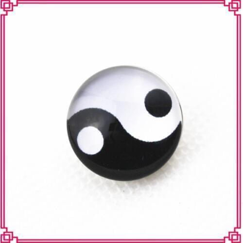 New arrive 20pcs/lot 18mm chinese YingYang glass snap buttons for snap bracelet jewelry