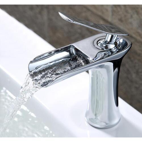 New Arrival chrome finish Design Brass Single Hole Single Lever Bathroom Waterfall Faucet Mixer Taps BF100