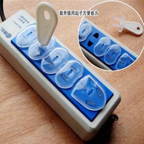 The new transparent socket cover child safety protective insulation protection socket cover distribution socket set keys 10pcs