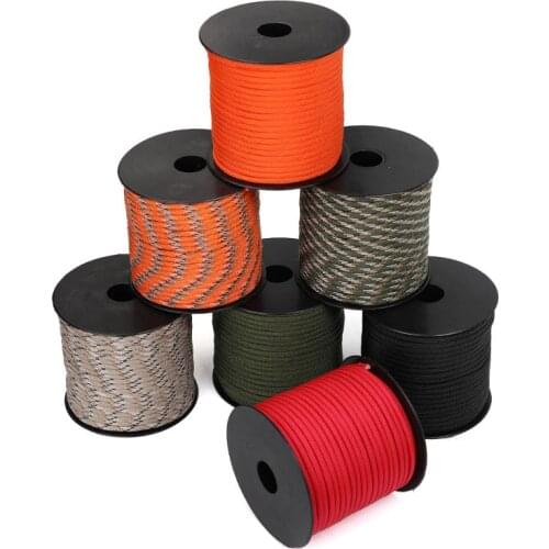 550 Military 50M 7-Core Paracord Rope 4mm Outdoor Polyester Parachute Cord Camping Survival Umbrella Tent Bundle