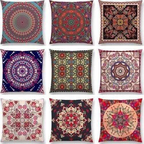 Paisley Mandala Decorative Pattern Flower Leaf National Tribe Geometry Stripe Mosaic Arab Cushion Cover Colorful Pillow Case