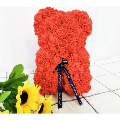 Valentines Day Gift Bear of Roses Big Teddy Bear Soap Flower Foam Rose Bear Plastic Box Christmas Gift Bear of Rose Decoration