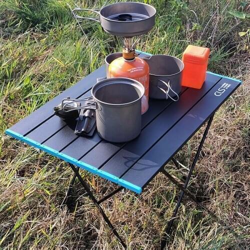 Portable Ultralight Folding Table With Aluminum Alloy For Camping Black Matte Tabletop