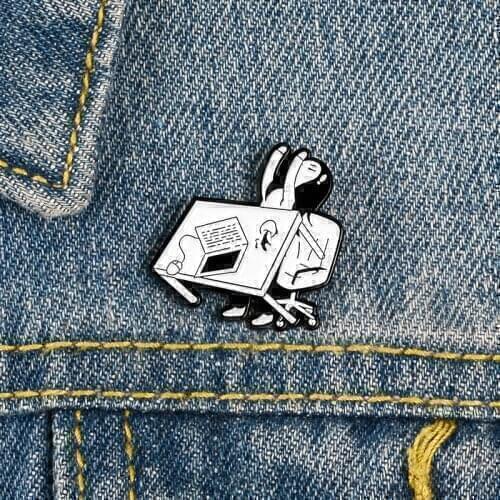 Turning Over The Table Not Working Girl Modeling Pop-Enamel Pin Lapel Badges Brooch Funny Jewelry