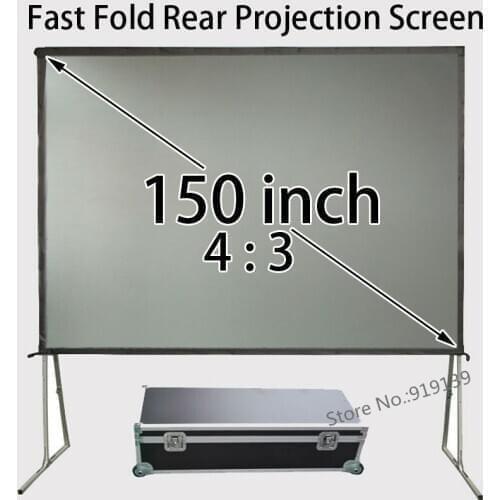Full HD 150inch 4 To 3 Ratio Rear Projection Screen With Fast Folding Frame And Transport Aluminum Box