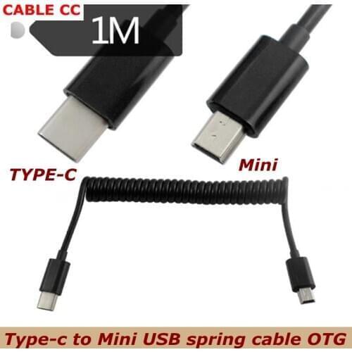 Spring spiral winding USB 3.1 C-TYPE male to 2.0 mini 5P adapter adapter cable elongated 1m best quality