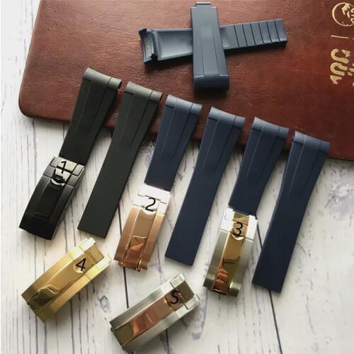 20mm Rubber Silicone Watch Strap Combination Buckle Watchband for Role Daytona Submariner DEEPSEA GMT SEAMARSTER 8900 Watch