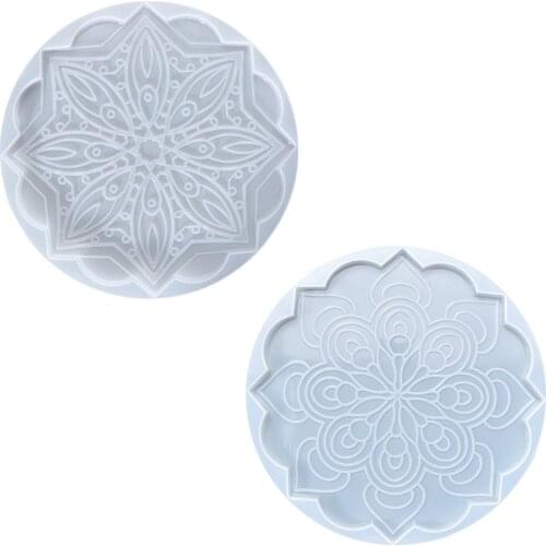 Diy Crystal Epoxy Resin Mold Square Mandala Flower Coaster Silicone Molds Home Decoration Cup Mat Pad Mold DIY Handmade Physical