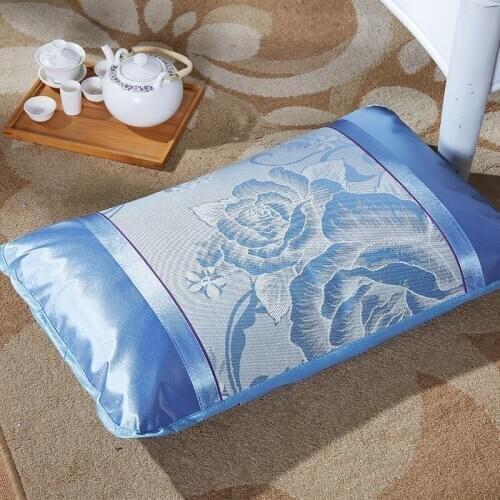 Ice Silk Pillowcase Summer Mat Air Conditioning Summer Cool Pillowcase Summer Cold Student Pillow Core Cover Adult Pillow Towel