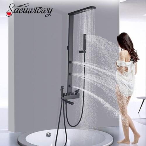 Black Shower Faucet Rainfall Shower Tap Bathtub Faucet Bathroom Faucet Brass Shower Brackrt Faucet Shower Panel Shower Column