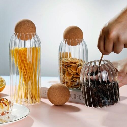 Ball Cork Lead-Free Glass Jar with Lid Bottle Storage Tank Sealed Tea Cans Cereals Transparent Storage Jars Coffee Contains 10cm