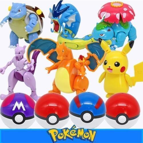 Takara Tomy Pokemon Deformation pokeball Figures Toys Transform Pikachu Charizard Squirtle Action Figure Model Dolls Kids gifts