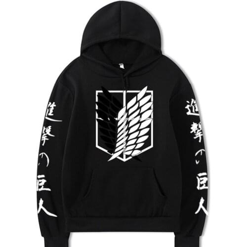 4XL Oversize Print Anime Attack on Titan Hoodie Autumn Winter 2021 Japanse Streetwear Loose Thick Warm Sudaderas Con Capucha