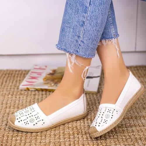 Tonar İled White Skin Ballerina Women Shoes Spring Summer New Season Casual Cool Casual Style Elegant Summer
