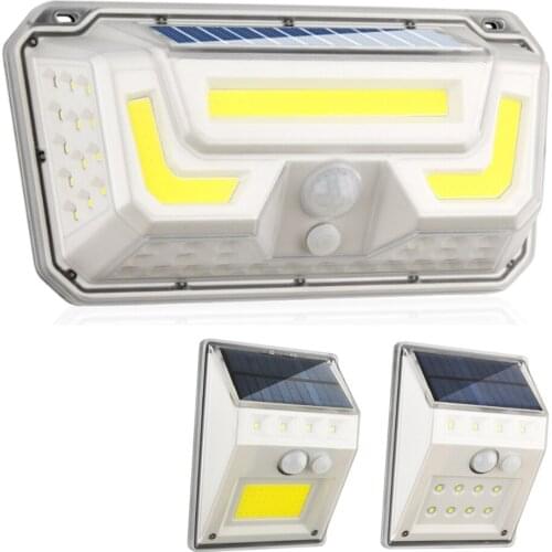 Auto On Off 1800LM COB 94LED 4Size Solar Wall Lamp 3000mAh Rechargeable Garden Courtyard Security Light 270° Outdoor Street Lamp