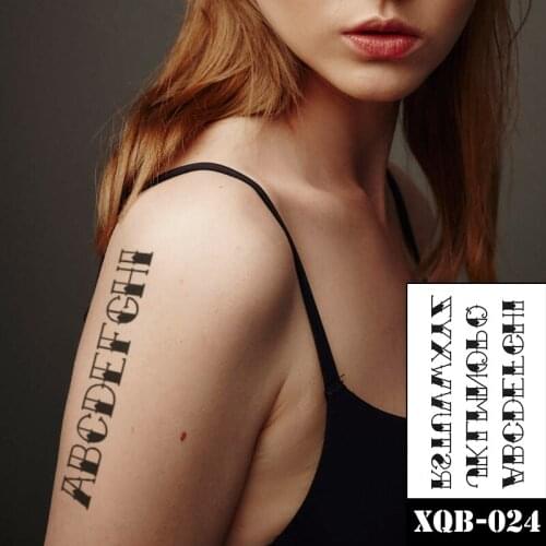 Waterproof Temporary Tattoo Sticker Black English Alphabet Symbol Design Fake Tattoos Flash Tatoo Arm Leg Body Art for Women Men