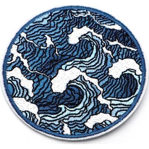 Wave Embroidery Patch Surf Fashion Style Creative Iron on Patch for Clothes Hat Bag Personality DIY Accessories Patch S99