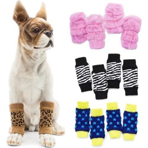 Dog Knit Socks Antiskid Pet Warm Winter Leg Protector Socks for York Dogs Cats Chihuahua Goods for Knitting Calcetines Perro