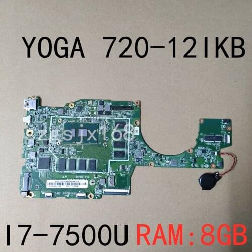 High quality E89382 MV-4 For Lenovo Yoga 720-12IKB Laptop Motherboard With I7-7500 CPU 8GB RAM FRU:5B20Q12162 100% Fully Tested