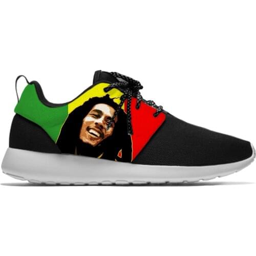 Bob Marley Reggae Star Music Rock Funny Cool Classic Sport Running Shoes Lightweight Breathable 3D Print Men Women Mesh Sneakers