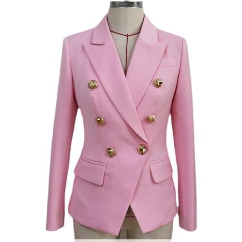 Aurance Pink Blazers for Women Elegant Plus Size Vintage Fashion Double Breasted Suit 2021 Blazer Suits Womens Clothing New
