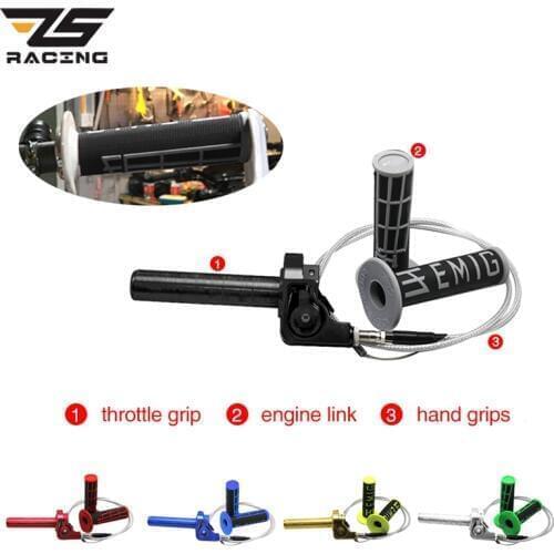 ZS Racing 22mm Motorcycle Throttle Grip Quick Twist Gas Settle With Throttle Cable + EMIG Handle Grip Fit On Scooter ATV UTV