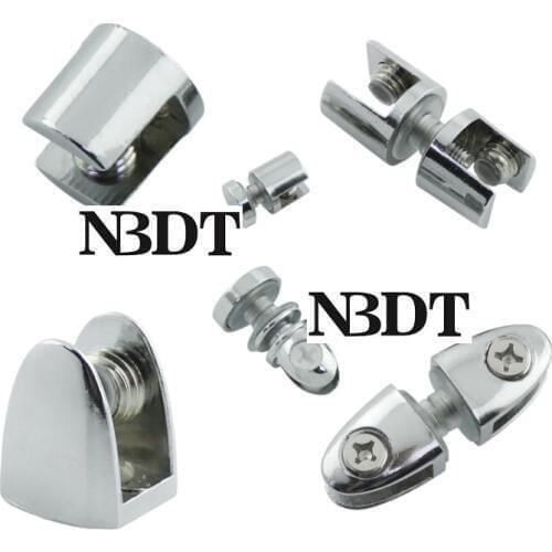 12Pcs Zinc Alloy Adjustable Glass Clip Clamp Support Bracket Holder Single Double Glass Showcase Display Wine Cabinet Barrel