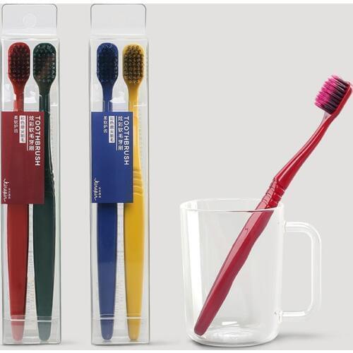 2pcs/Set Colors Family Lover Pack 40 Holes Toothbrush Creative Health Eco Friendly Portable Handle Solf Bristle Cylinder Holder