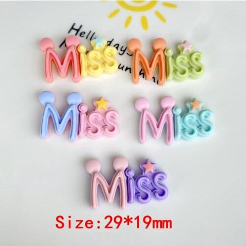 20pcs Resin letter miss Cabochon Cute Flatback Scrapbooking DIY Hair Bows Phone Decoration Crafts Accessories