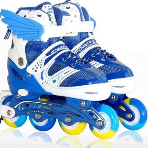 A Set Children Kids Inline Skate Roller Skating Shoes With Helmet Knee Protector Gear Bag Adjustable PU Wheels Patines