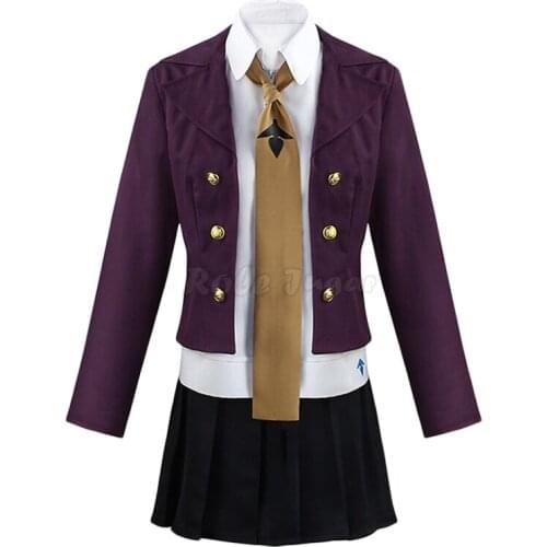 4pcs Anime Danganronpa Kirigiri Kyouko Cosplay Costume Halloween Carnival Party Show Uniform Wig For Woman S-2XL C135K184
