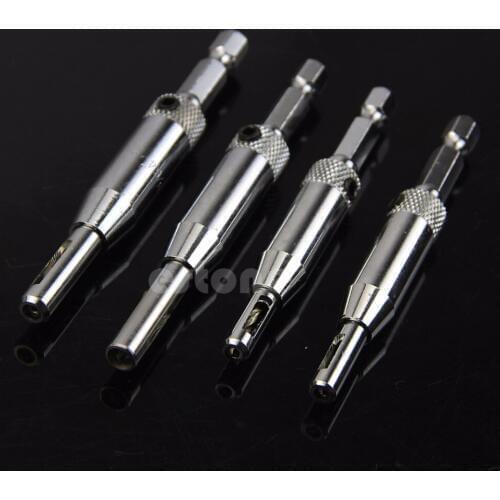 4x HSS Self Centering Hinge Drill Bits Set Door Cabinet 5/64" 7/64" 9/64" 11/64" -Y103
