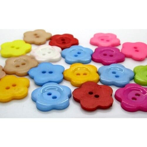 50Pcs Mixed Flower Acrylic Sewing Buttons For Kids Clothes Scrapbooking Decorative Botones Handicraft DIY Accessories