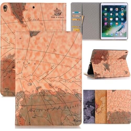 9.7" New Print Map Coque For iPad Air 2 Case A1566 A1567 Card Slot Leather PU Stand Flip Cover For iPad Air 2 Case