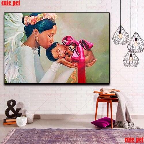 Full Square Drill Moms kiss 5d Diy Diamond Painting Cross Stitch Daimond Mosaic Embroidery Paintings Mother kissing baby decor