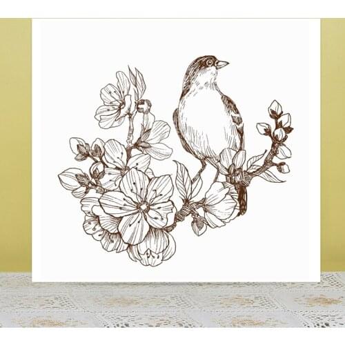 AZSG Bird on branch Clear Stamps For DIY Scrapbooking/Card Making/Album Decorative Rubber Stamp Crafts