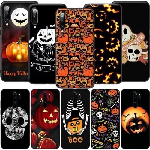 GX232 Spooky Skull Pumpkin Halloween Case for Xiaomi Note 10 8Lite CC9 9 9T 10T A1 A2 A3 5X 6X F1 Poco F2 X3 NFC M3 Pro Lite