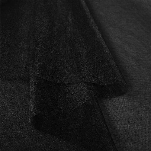Black bright nylon super fine soft mesh elastic mesh fabric dress wedding dress flash yarn design fabric