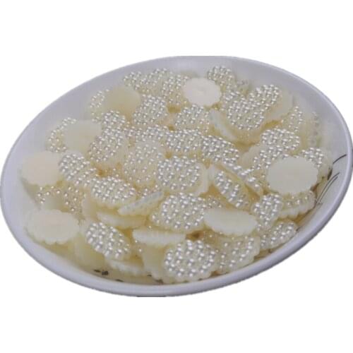 DIY half-edge patch imitation pearl ABS handmade material sweater coat clothing decoration accessories 14mm without holes
